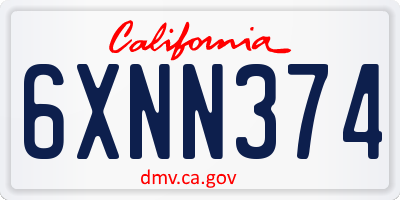 CA license plate 6XNN374