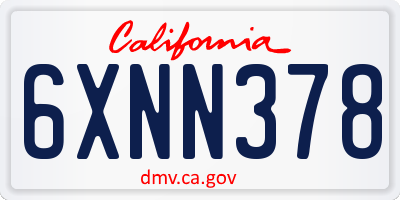 CA license plate 6XNN378