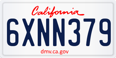 CA license plate 6XNN379