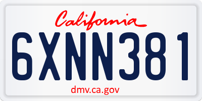 CA license plate 6XNN381