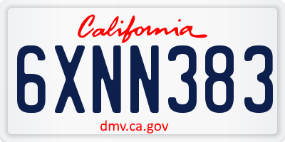 CA license plate 6XNN383