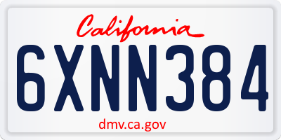 CA license plate 6XNN384