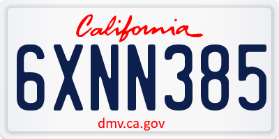 CA license plate 6XNN385