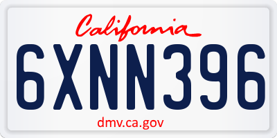 CA license plate 6XNN396