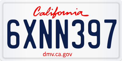 CA license plate 6XNN397