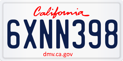 CA license plate 6XNN398