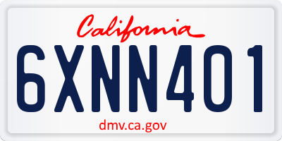 CA license plate 6XNN401