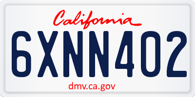 CA license plate 6XNN402
