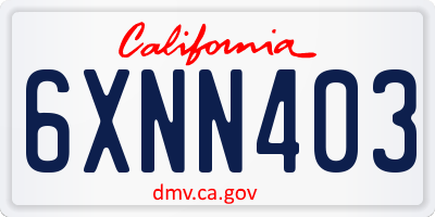 CA license plate 6XNN403