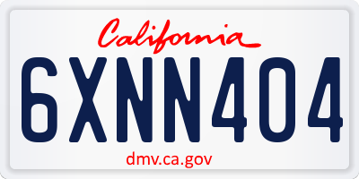 CA license plate 6XNN404
