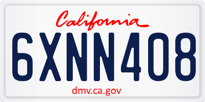 CA license plate 6XNN408