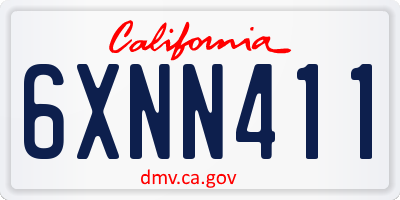 CA license plate 6XNN411