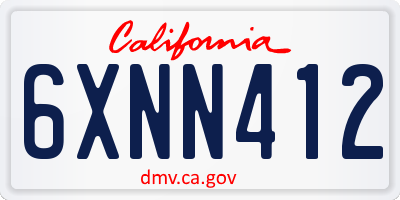CA license plate 6XNN412