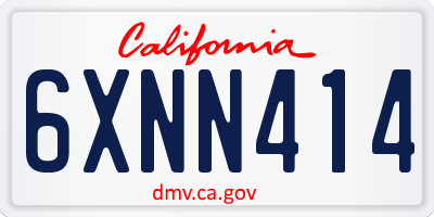 CA license plate 6XNN414
