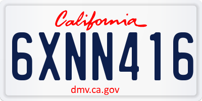 CA license plate 6XNN416