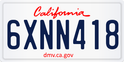 CA license plate 6XNN418