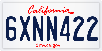 CA license plate 6XNN422