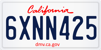 CA license plate 6XNN425