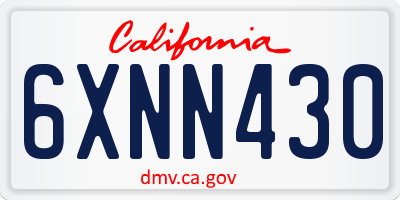 CA license plate 6XNN430