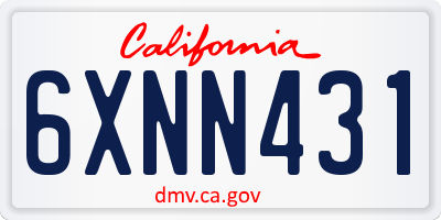 CA license plate 6XNN431