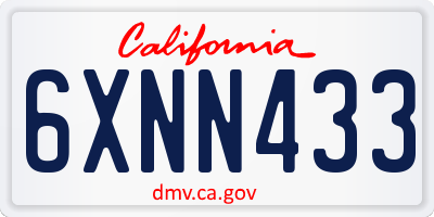 CA license plate 6XNN433