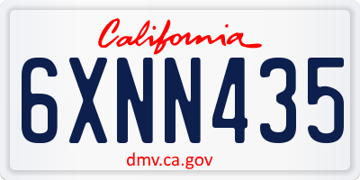 CA license plate 6XNN435