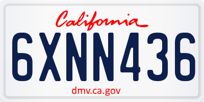 CA license plate 6XNN436