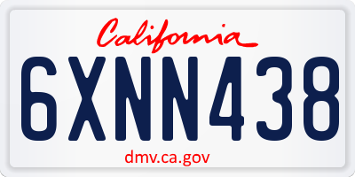 CA license plate 6XNN438