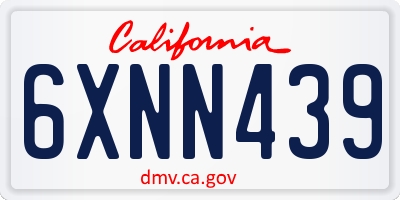 CA license plate 6XNN439