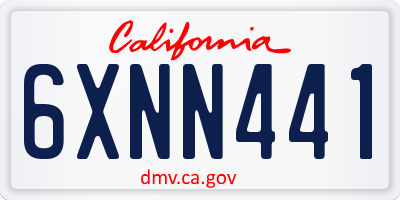 CA license plate 6XNN441