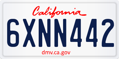 CA license plate 6XNN442