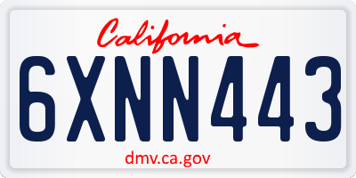 CA license plate 6XNN443