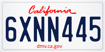CA license plate 6XNN445