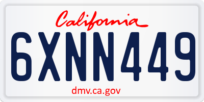 CA license plate 6XNN449