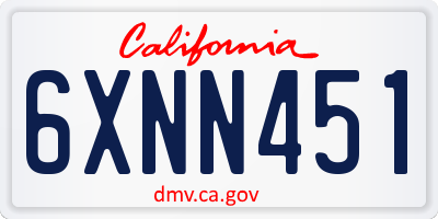 CA license plate 6XNN451