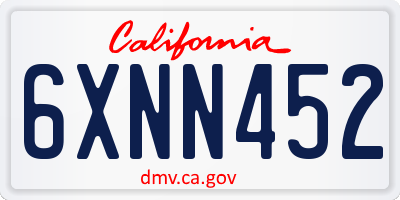 CA license plate 6XNN452