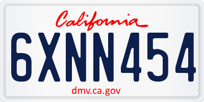 CA license plate 6XNN454