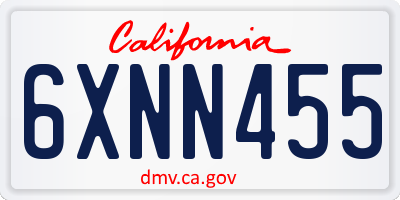 CA license plate 6XNN455