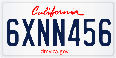 CA license plate 6XNN456