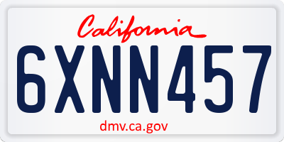 CA license plate 6XNN457