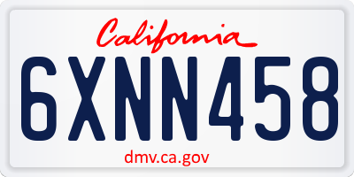 CA license plate 6XNN458
