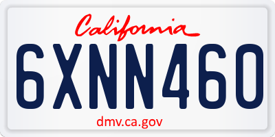 CA license plate 6XNN460
