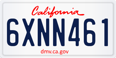 CA license plate 6XNN461