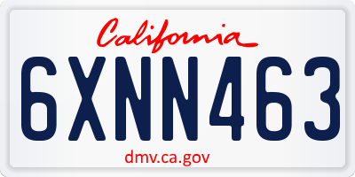 CA license plate 6XNN463