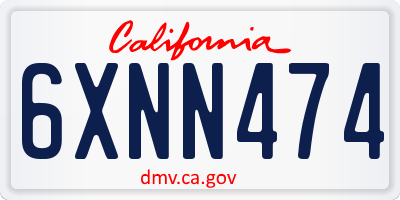 CA license plate 6XNN474