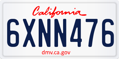 CA license plate 6XNN476