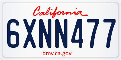 CA license plate 6XNN477