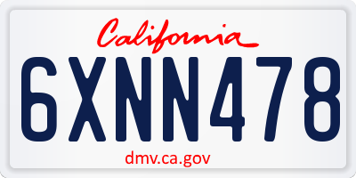 CA license plate 6XNN478