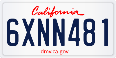 CA license plate 6XNN481