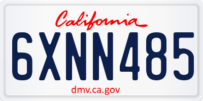 CA license plate 6XNN485